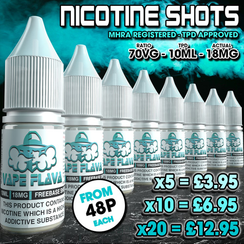 Nicotine shots 18mg - shots, 10ml