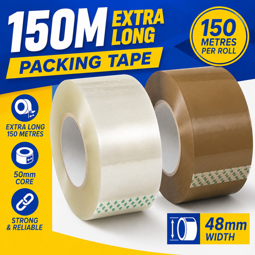 150m clear brown tape 48mm - clear,