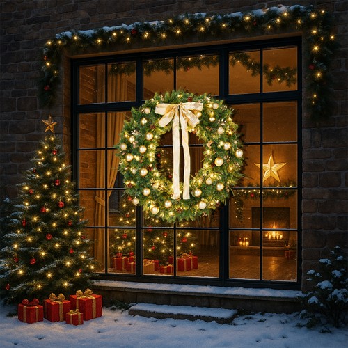 48in pre lit christmas wreath - pre-lit,
